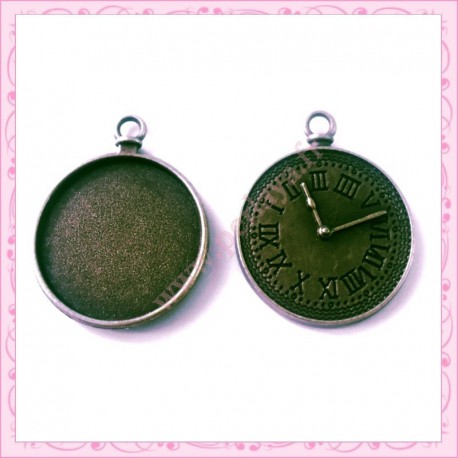  4 supports pendentif horloge bronze de 25mm