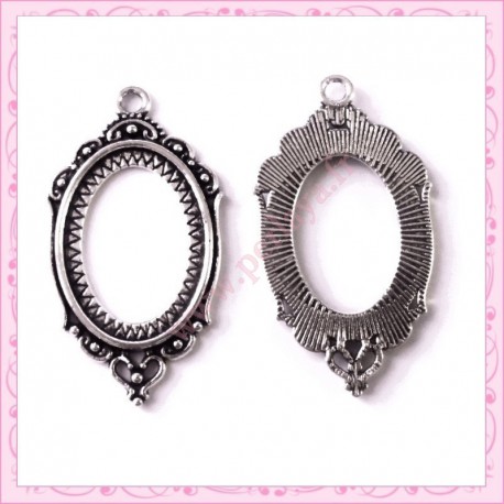  4 supports pendentif ovale de 18x25mm