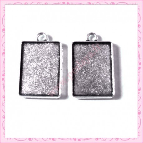  4 supports pendentif rectangulaire de 18x25mm