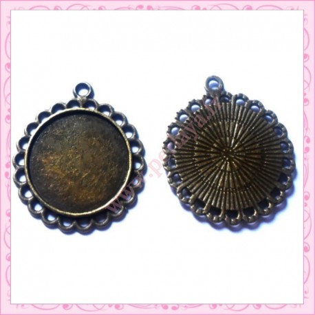  4 supports pendentif rond bronze de 20mm