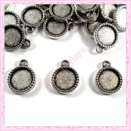 Lot de 50 supports cabochon ronds argentés 10mm