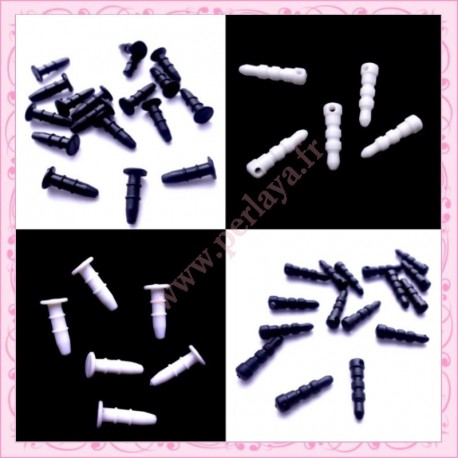 160 plugs anti-poussière noir et blanc en plastique