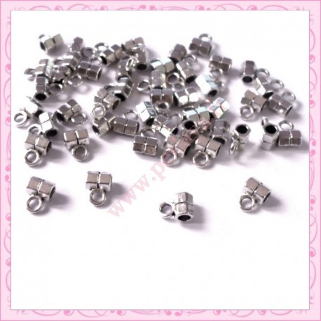 50 petites attaches breloques 7mm en métal argentées