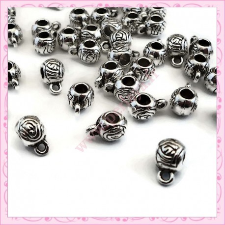 Lot de 50 attaches breloques argentées