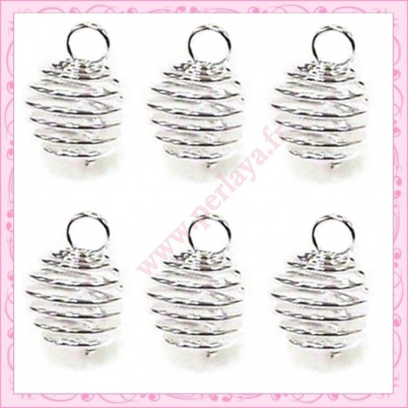 Lot de 100 cages argentées à perles 6mm