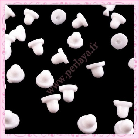 100 bouchons pour boucle d'oreille 6mm en plastique