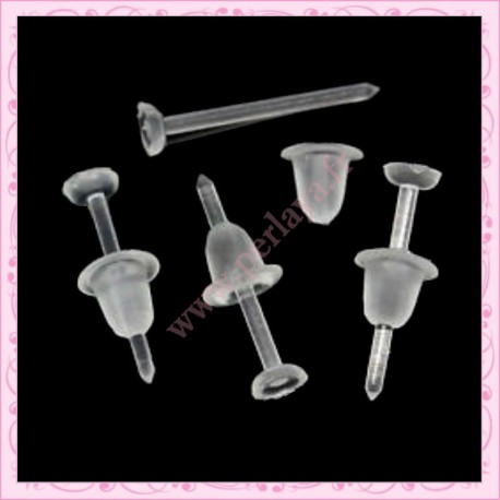 Lot de 1000 clous 3mm + 1000 bouchons pour boucles d'oreilles en plastique