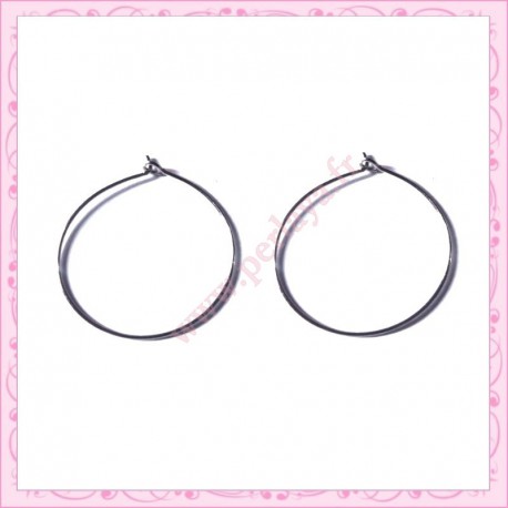 Lot de 30 créoles argentés foncés 26mm