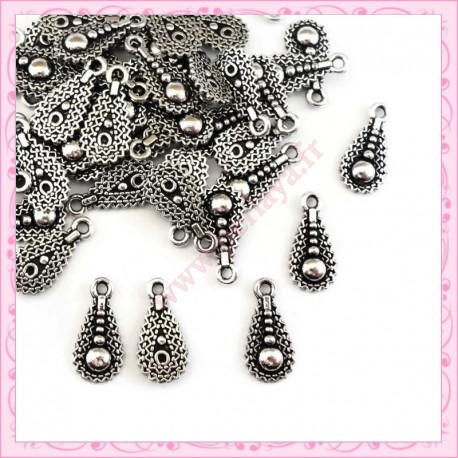 Lot de 50 breloques sequins gouttes en métal 1,8cm