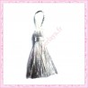 10 pompons blanc en polyester 4cm satiné