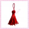 10 pompons rouge en polyester 4cm satiné