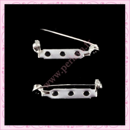 Lot de 30 supports de broches argentés 28mm