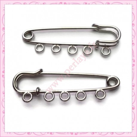 1 grande broche 5 trous argenté