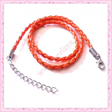 1 tour de cou imitation cuir tréssé orange