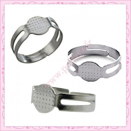 lot de 100 supports de bague argenté