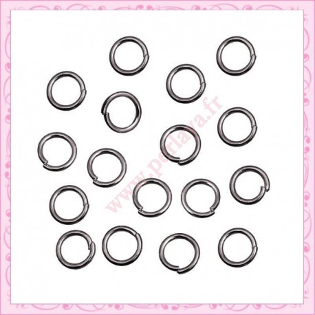500 anneaux argentés foncés 6mm en métal
