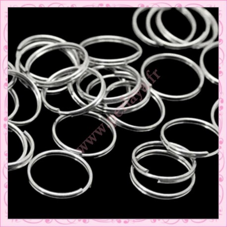 Lot de 300 anneaux doubles argentés 12mm