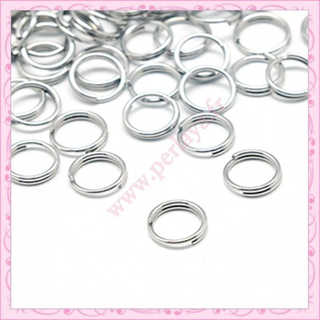 Lot de 400 anneaux doubles argentés 8mm
