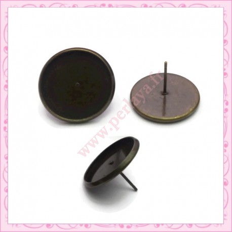 Lot de 20 clous pour boucle d'oreille bronze avec support de 12mm