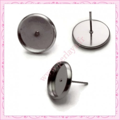 Lot de 20 clous pour boucle d'oreille argentés avec support de 12mm
