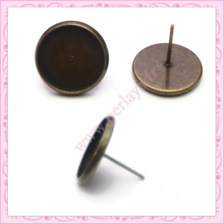 Lot de 20 clous pour boucle d'oreille argentés avec support de 12mm