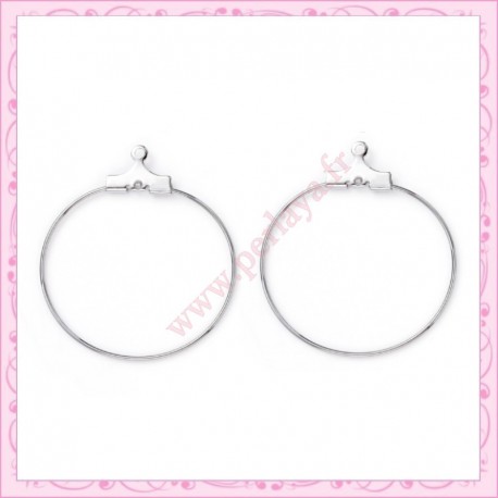 Lot de 20 petites créoles argentées claires 29mmx16mm