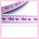 4 mètres de ruban 9mm blanc motif fleur