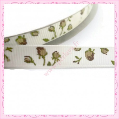 4 mètres de ruban 9mm motif fleur