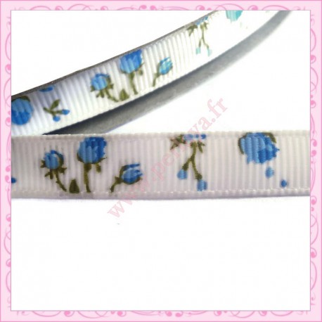 4 mètres de ruban 9mm motif fleur