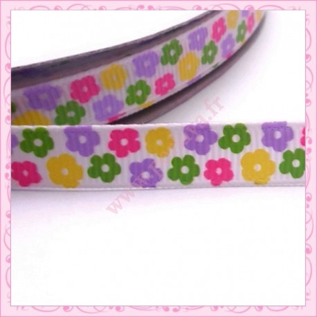 4 mètres de ruban 9mm motif fleur