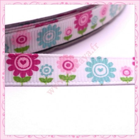 4 mètres de ruban 9mm motif fleur