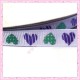 4 mètres de ruban 9mm violet thème coeur violet et vert