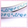 4 mètres de ruban bleu 9mm motif coeur