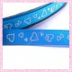 4 mètres de ruban bleu 9mm motif coeur