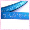4 mètres de ruban bleu 9mm motif coeur