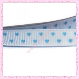 4 mètres de ruban bleu 9mm motif coeur