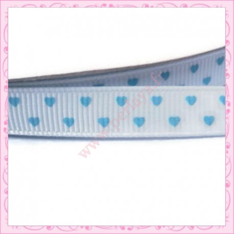 4 mètres de ruban bleu 9mm motif coeur