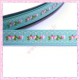 4 mètres de ruban bleu 9mm motif fleur