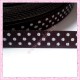 4 mètres de ruban chocolat 9mm motif pois blanc