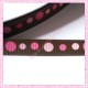 4 mètres de ruban marron 9mm motif pois rose