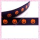 4 mètres de ruban noir 9mm motif citrouille orange