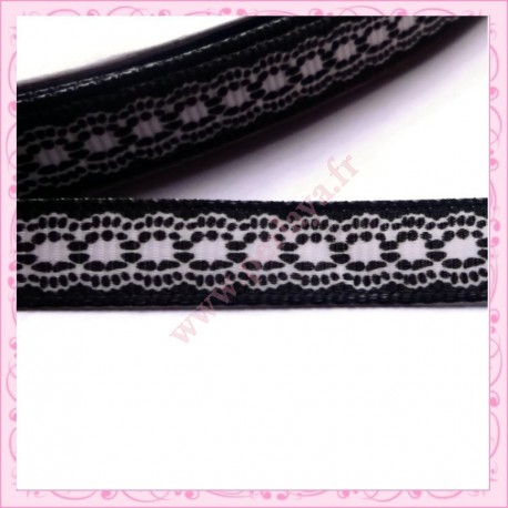 4 mètres de ruban noir 9mm motif dentelle