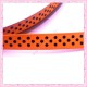 4 mètres de ruban orange 9mm motif pois noir