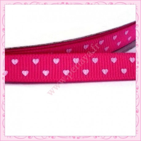 4 mètres de ruban rose 9mm motif coeur