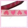 4 mètres de ruban rose 9mm motif coeur