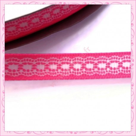 4 mètres de ruban rose 9mm motif dentelle