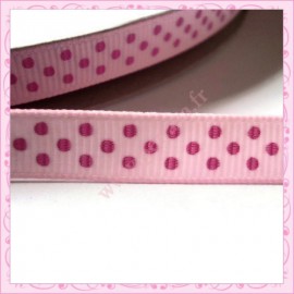 4 mètres de ruban rose 9mm motif pois rose