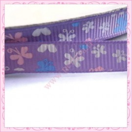 4 mètres de ruban violet 9mm thème papillon