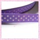 4 mètres de ruban violet 9mm motif pois blanc