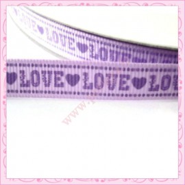 4 mètres de ruban violet 9mm motif Love amour